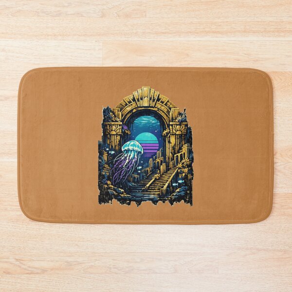 Item preview, Neon Retro Anime Sunken Atlantis Plaza designed and sold by KungPowUnicorn.