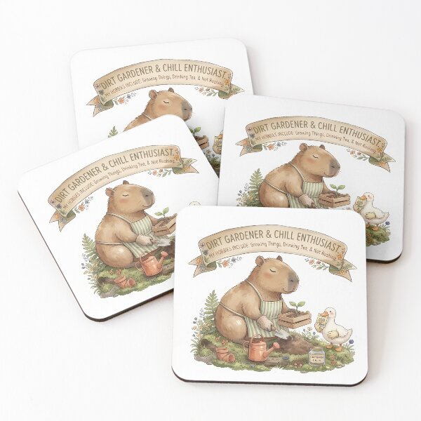Item preview, Dirt Gardener & Chill Enthusiast - Cute Capybara Gardening Sticker designed and sold by Lu7u.