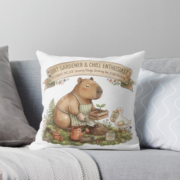 Item preview, Dirt Gardener & Chill Enthusiast - Cute Capybara Gardening Sticker designed and sold by Lu7u.