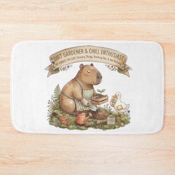 Item preview, Dirt Gardener & Chill Enthusiast - Cute Capybara Gardening Sticker designed and sold by Lu7u.