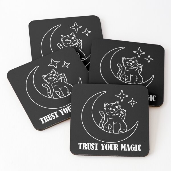 Item preview, TRUST YOUR MAGIC Mystical Black Cat on Crescent Moon | Celestial Witchcore Gothic T-Shirt designed and sold by thepeaceful90.