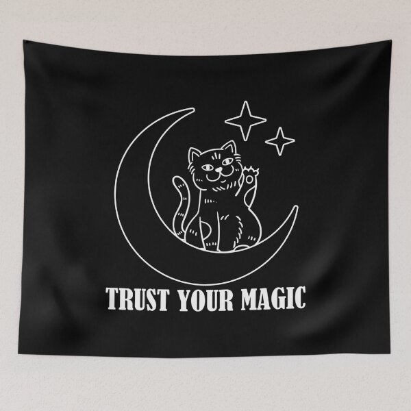 Item preview, TRUST YOUR MAGIC Mystical Black Cat on Crescent Moon | Celestial Witchcore Gothic T-Shirt designed and sold by thepeaceful90.