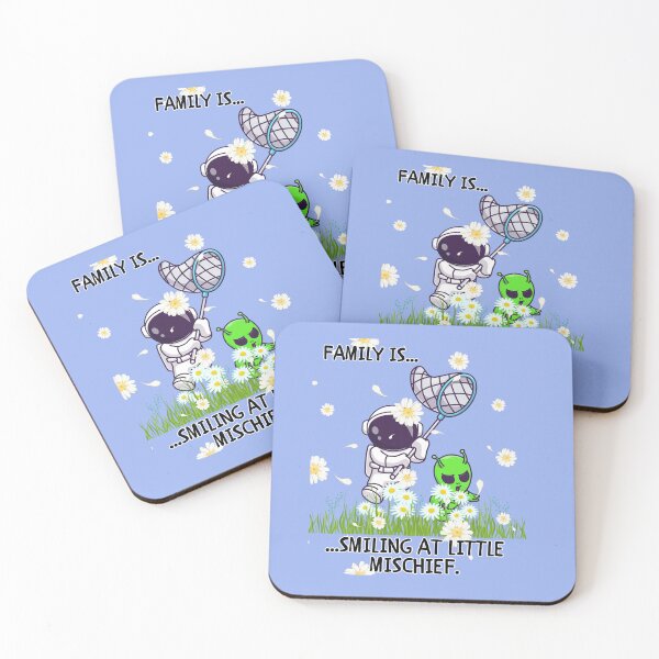 Item preview, Family Is Smiling at Little Mischief Cute Astronaut and Alien Design designed and sold by AhmadAnnaPrints.