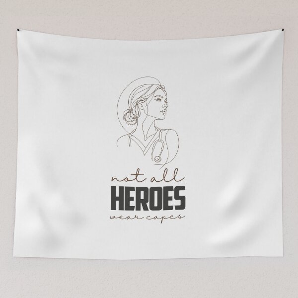 Item preview, Not All Heroes Wear Capes — Nurse Line Art Gift | RN Pillow Nurse Portrait designed and sold by KiwyStudio.