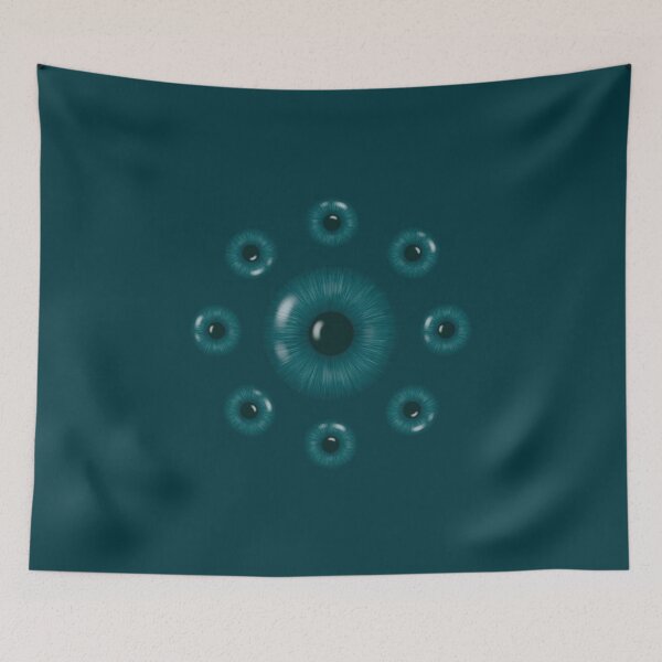 Item preview, One large eye with eight small eyes around it in dark cyan designed and sold by Cherevan.