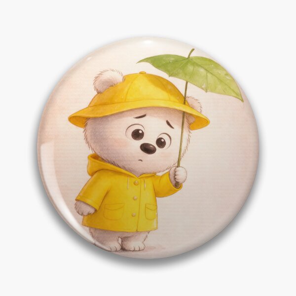 Item preview, Cute Polar Bear in Yellow Raincoat Holding Leaf Umbrella - Rain Art designed and sold by ZINO WORLD.