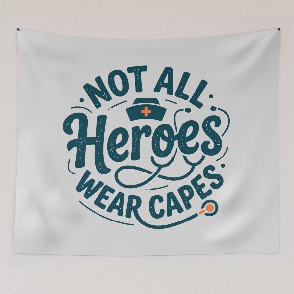 Item preview, Nurse Not All Heroes Wear Capes – Vintage Medical Typography Graphic Tee designed and sold by KiwyStudio.