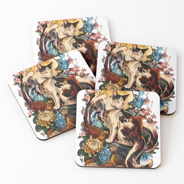 Item preview, Nekomata Yokai Art – Japanese Supernatural Cat Moonlit Spirit Illustration designed and sold by kaxymax.