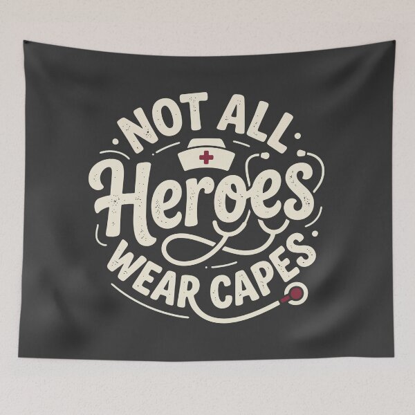Item preview, Nurse Not All Heroes Wear Capes – Vintage Medical Typography Graphic T-Shirt designed and sold by KiwyStudio.