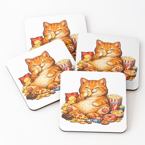 Item preview, No Thoughts Just Snacks Orange Cat Cute Food Lover Illustration designed and sold by builtforyou.
