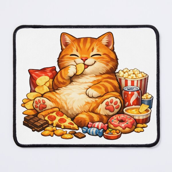 Item preview, No Thoughts Just Snacks Orange Cat Cute Food Lover Illustration designed and sold by builtforyou.
