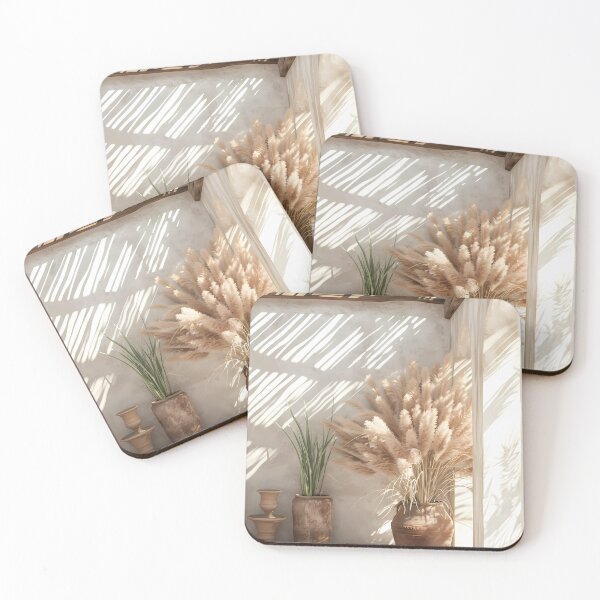 Item preview, Boho Pergola Patio Pampas Grass Sunlit Shadow Print designed and sold by Emberearth.