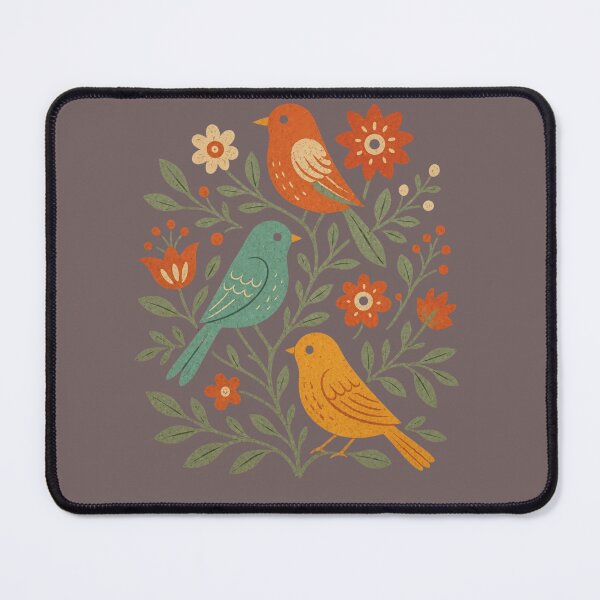 Item preview, Colorful Folk Art Birds Floral Design | Vintage Botanical Bird Illustration | Scandinavian Nature Graphic | Retro Cottagecore Wall Art designed and sold by  Mirai_Art.