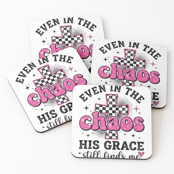 Item preview, Even In The Chaos His Grace Still Finds Me Christian Checkerboard Pink Glitter Faith Art designed and sold by raedattia.