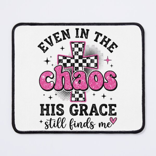 Item preview, Even In The Chaos His Grace Still Finds Me Christian Checkerboard Pink Glitter Faith Art designed and sold by raedattia.