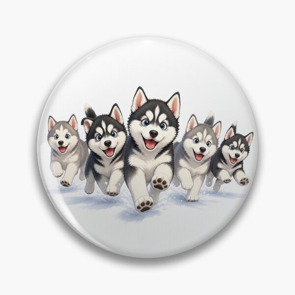Item preview, Siberian Husky Puppies Running in the Snow – Infinite Joy designed and sold by Mundo_Ilustrado.