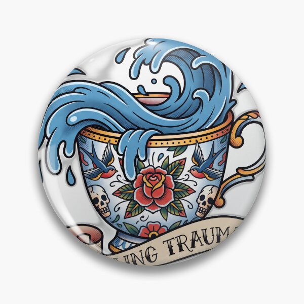 Item preview, Spilling Trauma Traditional Tattoo Teacup designed and sold by ryanguas.