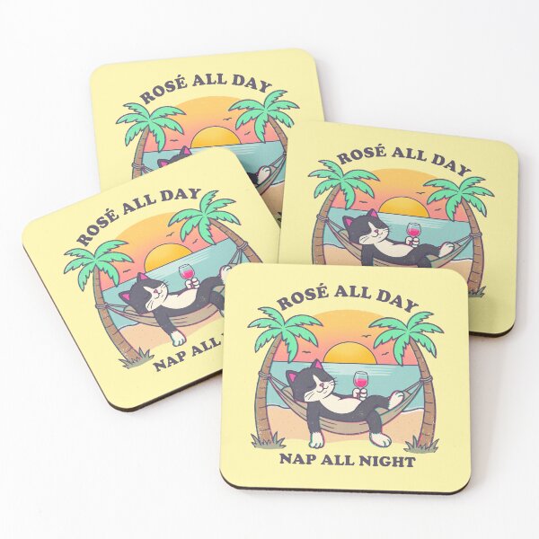 Item preview, Rose All Day Cat Retro Sunset Beach Graphic For Wine Lovers designed and sold by roarsomethings.