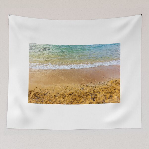 Item preview, Golden Sandy Beach Shoreline With Gentle Ocean Waves And Clear Turquoise Water designed and sold by Nmallia.