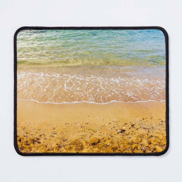 Item preview, Golden Sandy Beach Shoreline With Gentle Ocean Waves And Clear Turquoise Water designed and sold by Nmallia.
