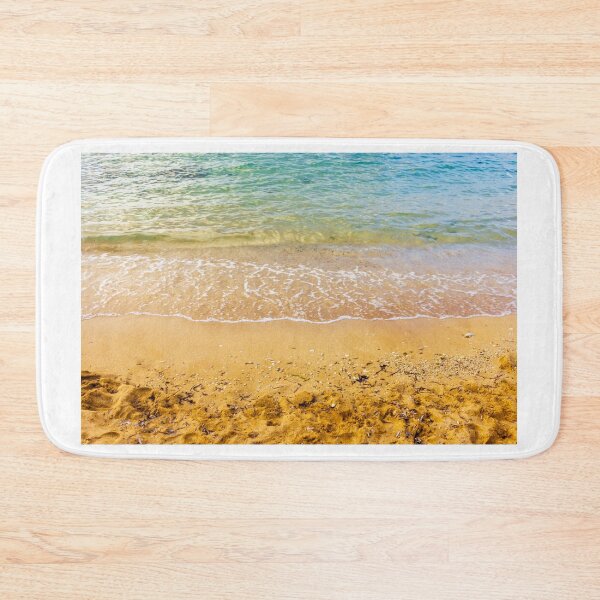 Item preview, Golden Sandy Beach Shoreline With Gentle Ocean Waves And Clear Turquoise Water designed and sold by Nmallia.
