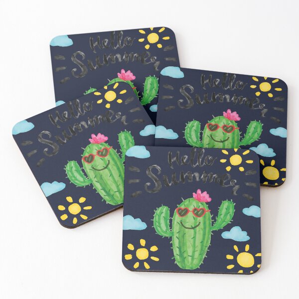Item preview, Cute Summer Cactus - Hello Summer Watercolor designed and sold by ilkayArtStudio.
