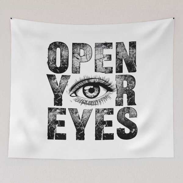 Item preview, Open Your Eyes Motivational Streetwear Graphic T-Shirt designed and sold by Kavya Art.