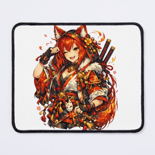 Item preview, Kitsune Samurai Girl with Fox Mask and Katana Swords designed and sold by IMOBILYARI VibeCore.