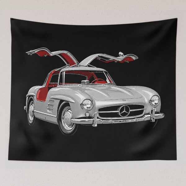 Item preview, Mercedes-Benz 300 SL Gullwing – Silver Classic Sports Car Art designed and sold by Stinky Lincy's Apparel Company.