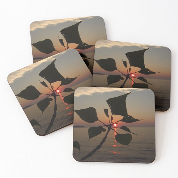 Item preview, Sunset Leaves Silhouette Over Lake Ocean Landscape designed and sold by BetweenForms.