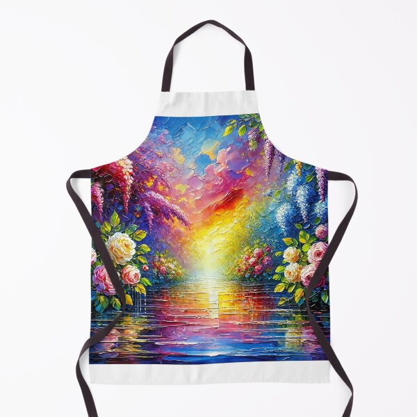 Item preview, Oil painting of lush floral garden near lake designed and sold by Chi261.