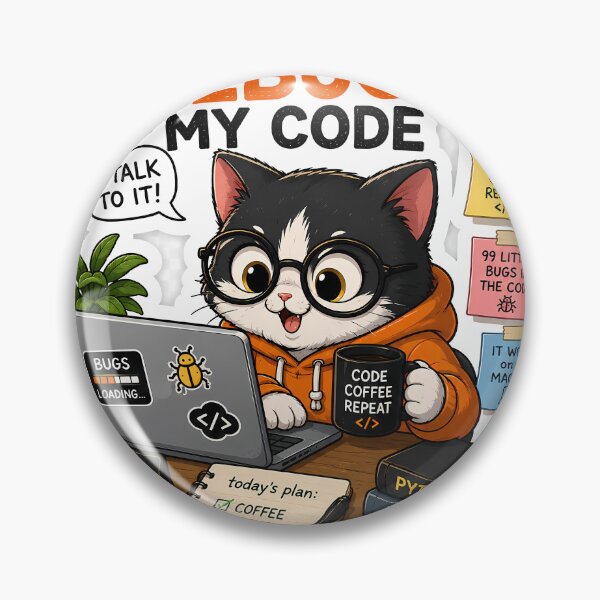 Item preview, Debug Cat Sticker | Funny Programmer Cat | I Don't Debug My Code I Talk To It | Coding Laptop Sticker designed and sold by GenZStickerHub1.