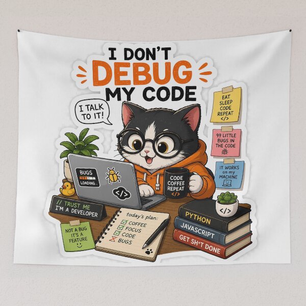 Item preview, Debug Cat Sticker | Funny Programmer Cat | I Don't Debug My Code I Talk To It | Coding Laptop Sticker designed and sold by GenZStickerHub1.