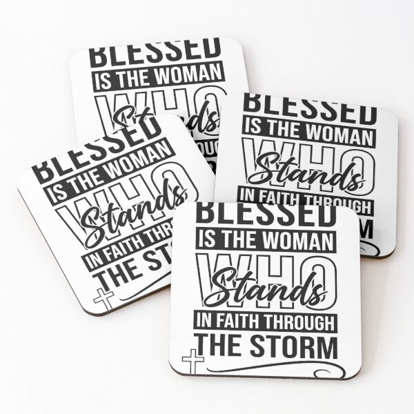 Item preview, Blessed Is The Woman Who Stands In Faith Through The Storm Christian Typography Art designed and sold by raedattia.