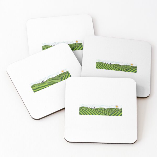 Item preview, Green Tea Field Hills Panoramic Nature Illustration designed and sold by ByKayaPrints.