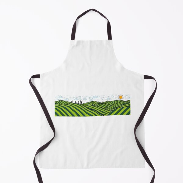 Item preview, Green Tea Field Hills Panoramic Nature Illustration designed and sold by ByKayaPrints.