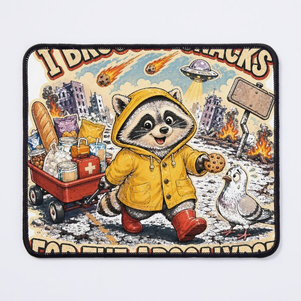 Item preview, Snacks, Man! Cute Apocalypse Raccoon designed and sold by WonderLayer.