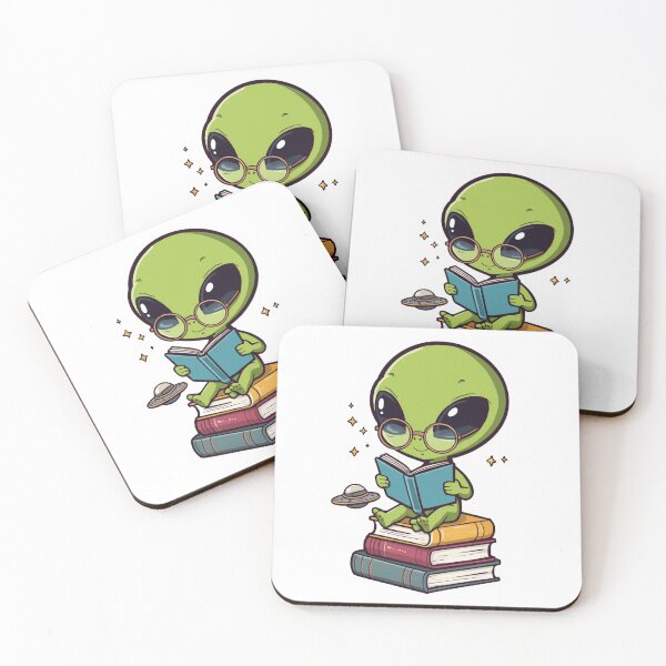Item preview, Lost in the Universe of Books | Cute Alien Reader designed and sold by SmokingAlien.