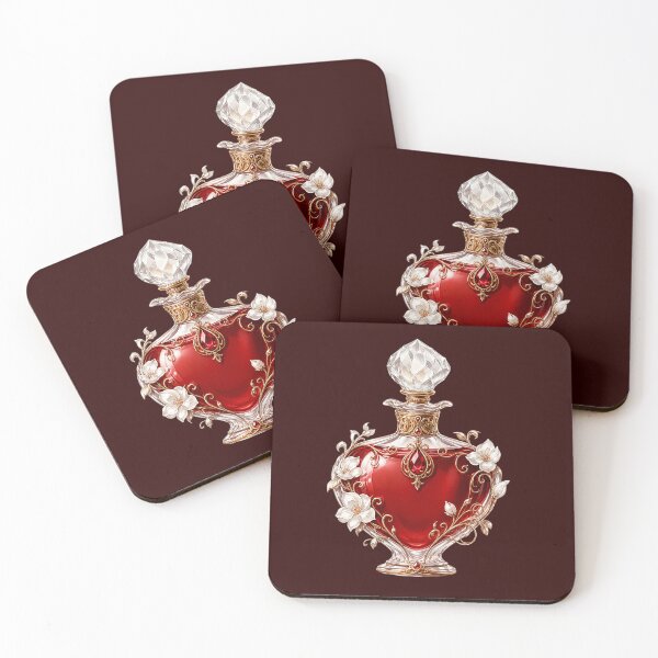 Item preview, Elegant Red Perfume Bottle with White Flowers designed and sold by SweetLilith.