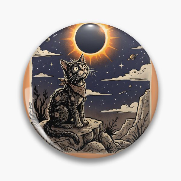 Item preview, Scrappy cat observing total eclipse designed and sold by ParadoxParadox.