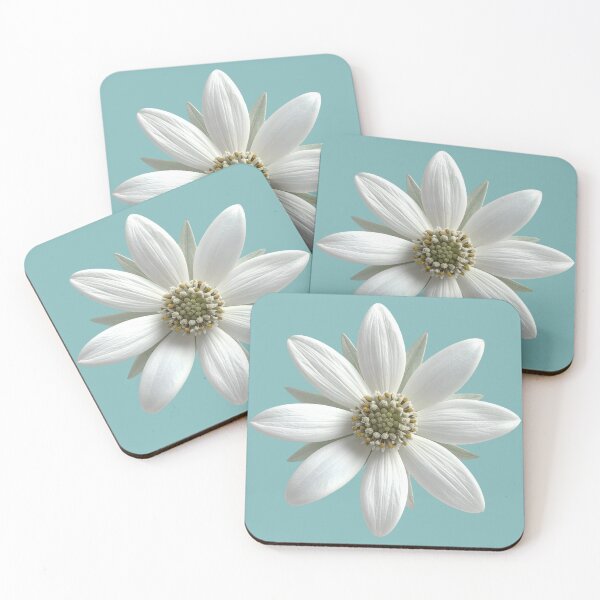 Item preview, White Daisy Flower on Sage Teal Blue Background designed and sold by Jyoti-Quotes.