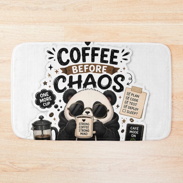 Item preview, Coffee Before Chaos Panda Sticker | Cute Coffee Lover Panda | Cozy Cafe Aesthetic Laptop Sticker designed and sold by GenZStickerHub1.