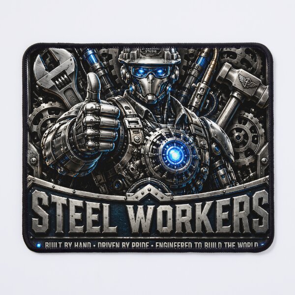 Item preview, Steel Emblem Steel Workers | Premium Industrial Worker Badge | Mechanical Steel Logo designed and sold by SteelCoat Studio.