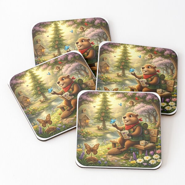 Item preview, Happy Beaver Adventures – Morning Among the Butterflies designed and sold by Clothes With Smiling Animals Walt Gral.