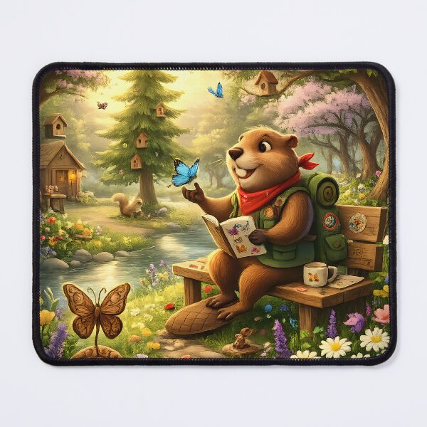 Item preview, Happy Beaver Adventures – Morning Among the Butterflies designed and sold by Clothes With Smiling Animals Walt Gral.