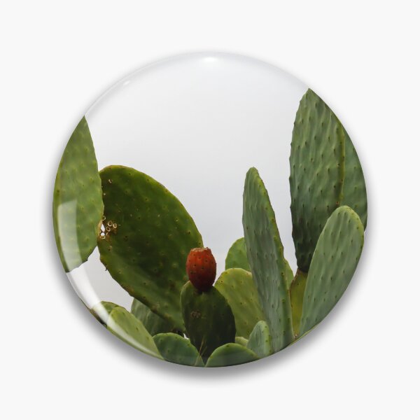 Item preview, Green Prickly Pear Cactus With Single Red Fruit Against Overcast Sky — Opuntia Succulent Plant designed and sold by Nmallia.