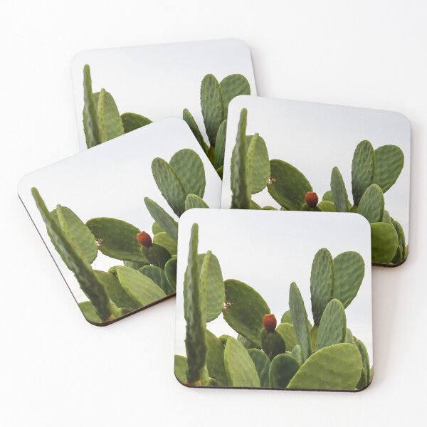Item preview, Green Prickly Pear Cactus With Single Red Fruit Against Overcast Sky — Opuntia Succulent Plant designed and sold by Nmallia.