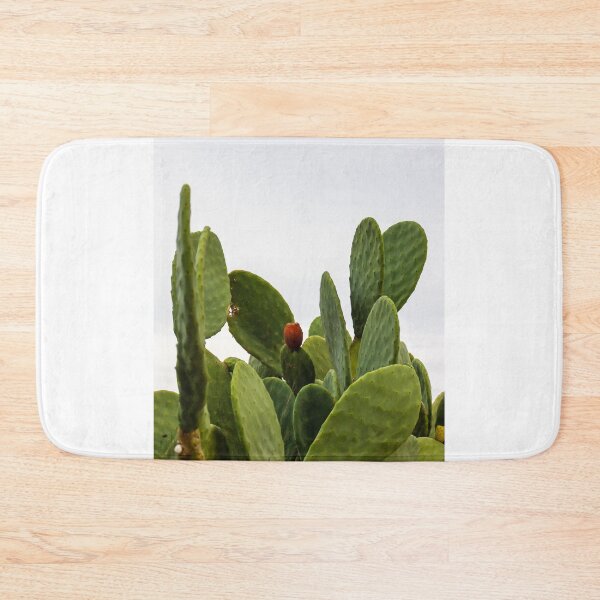 Item preview, Green Prickly Pear Cactus With Single Red Fruit Against Overcast Sky — Opuntia Succulent Plant designed and sold by Nmallia.