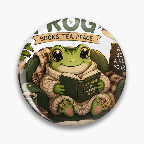 Item preview, Cozy Reading Frog Sticker | Book Lover Frog | Books Tea Peace | Cute Reading Aesthetic Sticker designed and sold by GenZStickerHub1.