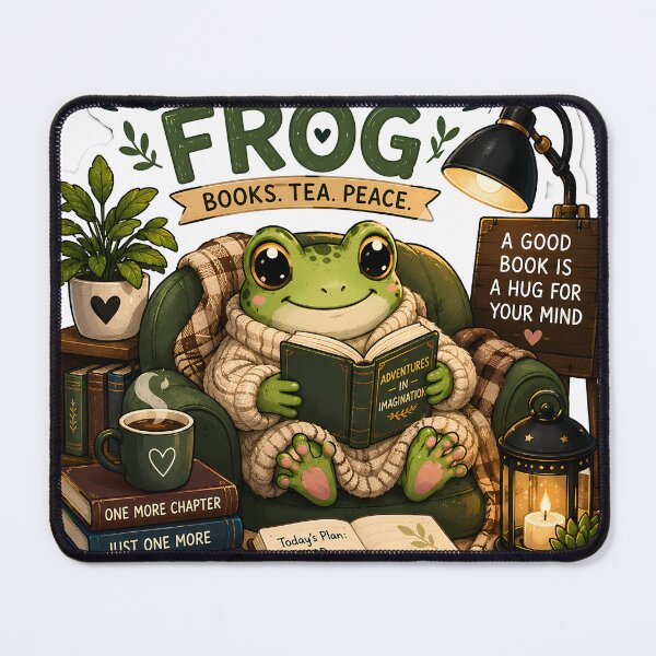 Item preview, Cozy Reading Frog Sticker | Book Lover Frog | Books Tea Peace | Cute Reading Aesthetic Sticker designed and sold by GenZStickerHub1.